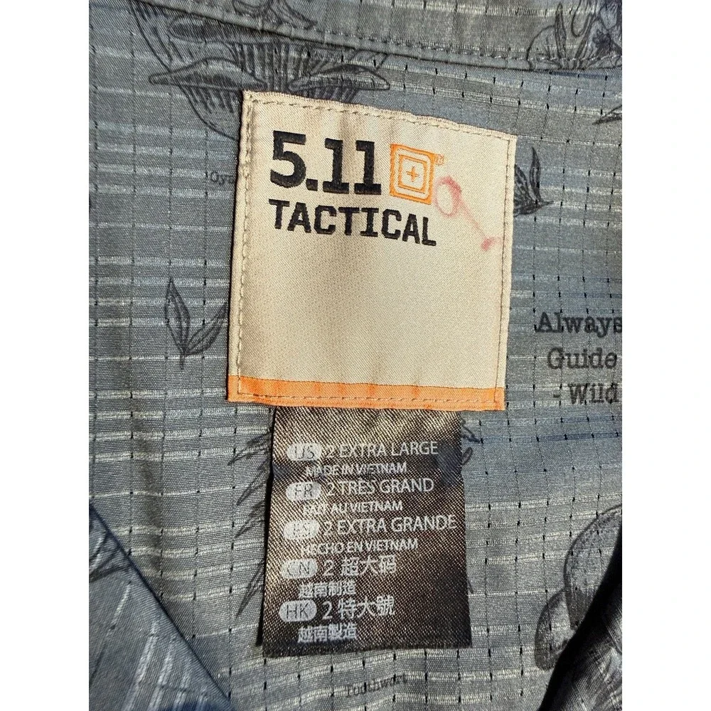 5.11 Tactical Shirt 2XL Blue Edible Plant AOP Snap Western Outdoor Utility - Picture 5 of 10